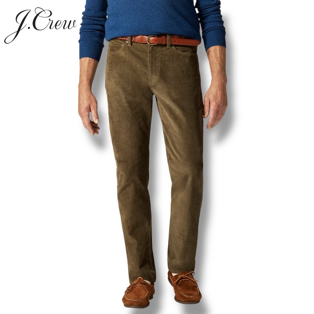 J. Crew Men’s 770 Straight Fit 5 Pocket Olive Stretch Corduroy Pant | Size 33x32
